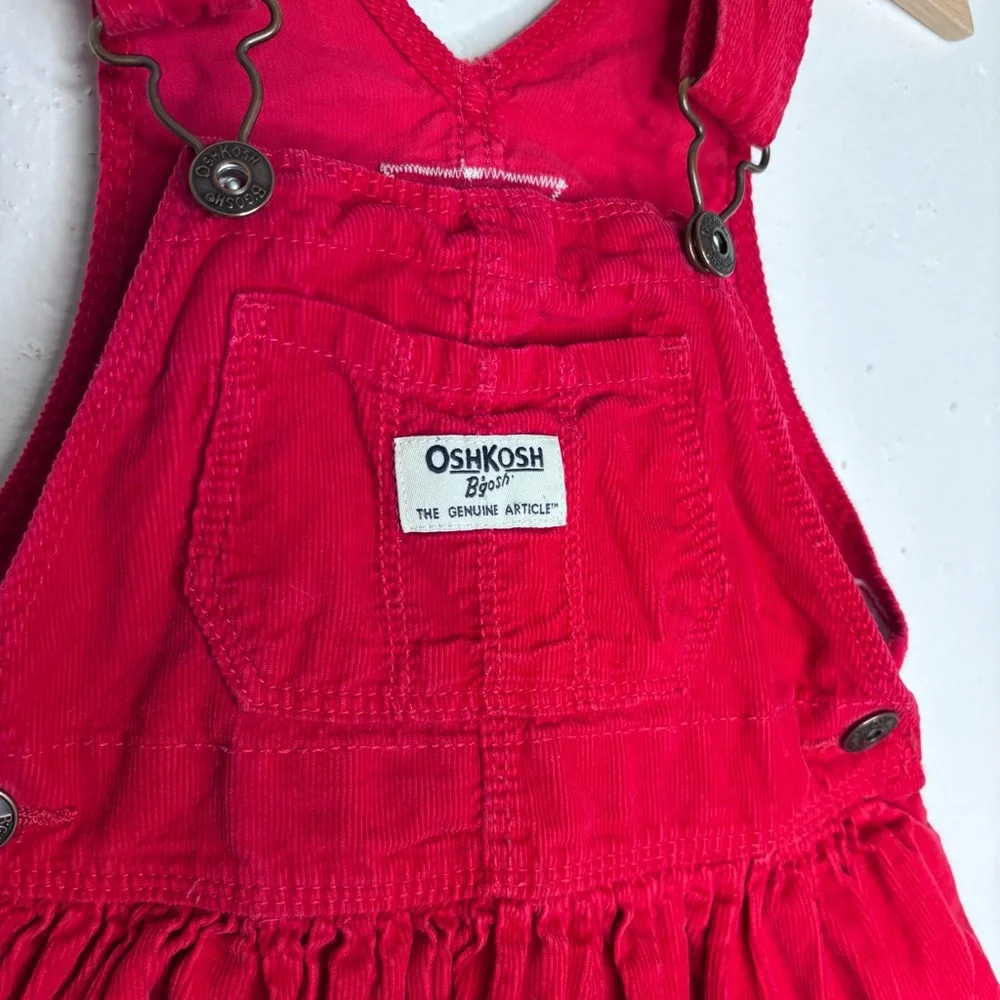 OshKosh B’Gosh Red Corduroy Vestbak Overall Dress Size 2T EUC